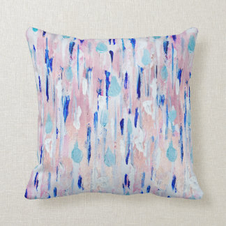 Abstract Painting Pink Blue Copper Rose Gold Throw Pillow