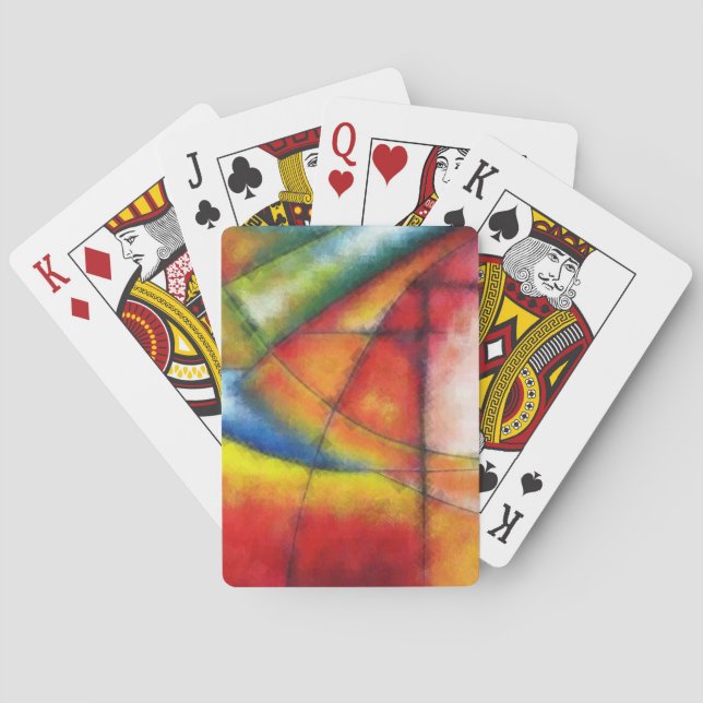 abstract painting red yellow green blue playing cards (Back)