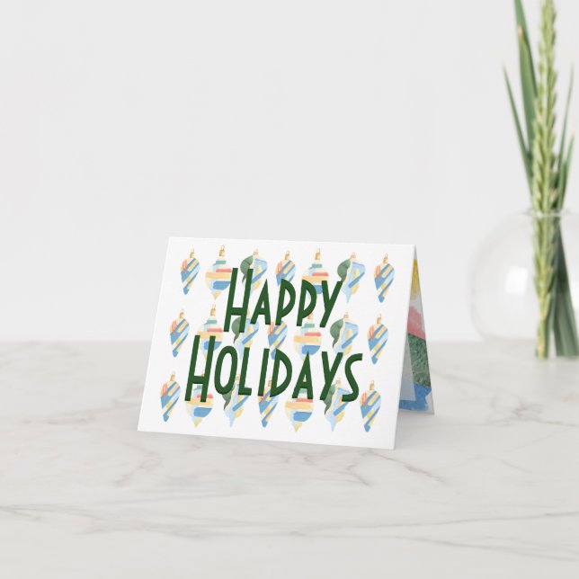 Abstract painting Retro Ornaments Happy Holidays H Holiday Card (Front)