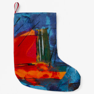 Abstract painting small christmas stocking
