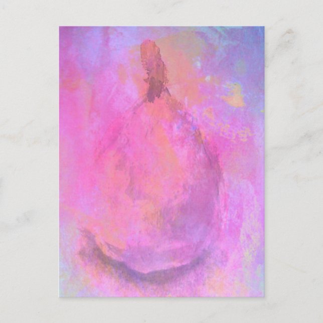Abstract Painting Still Life Pink Pear Postcard (Front)