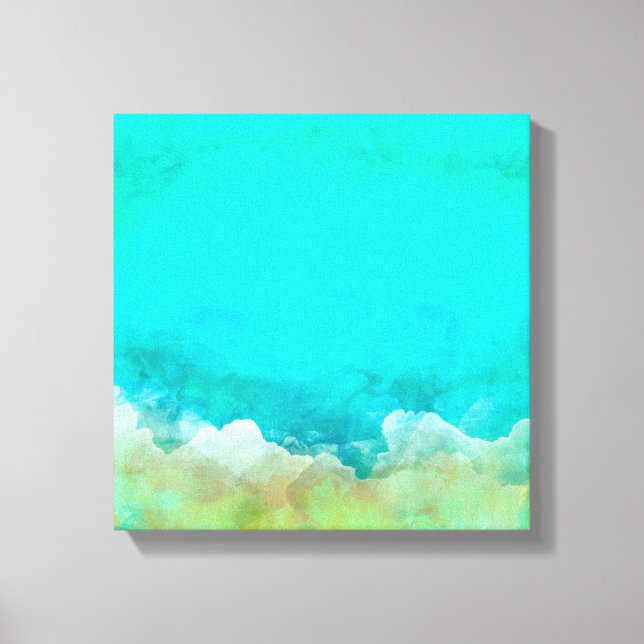 Abstract painting, teal, white, pastel, modern canvas print (Front)