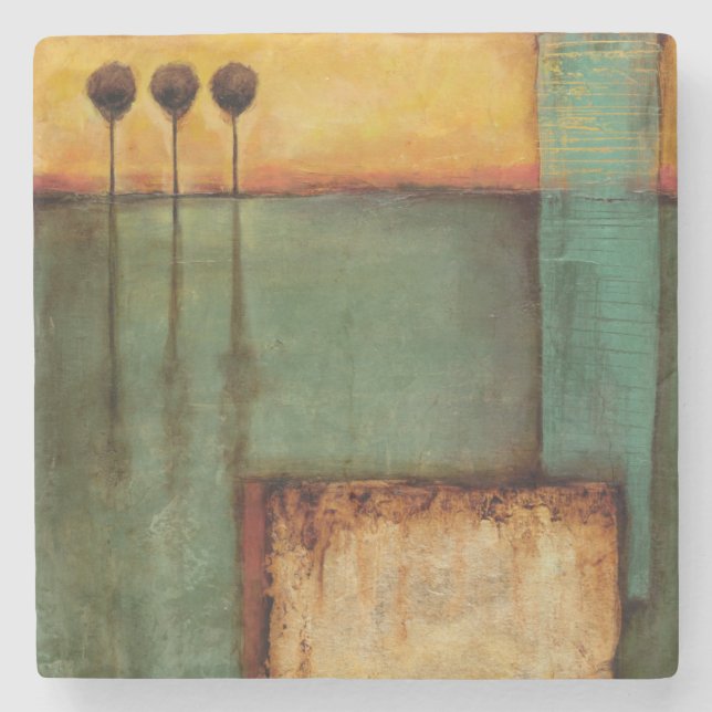 Abstract Painting with Piano Keys Stone Coaster (Front)