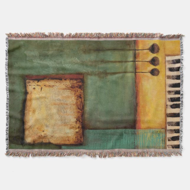 Abstract Painting with Piano Keys Throw Blanket (Front)