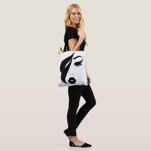 Abstract Painting Women's Face Black & White Tote Bag
