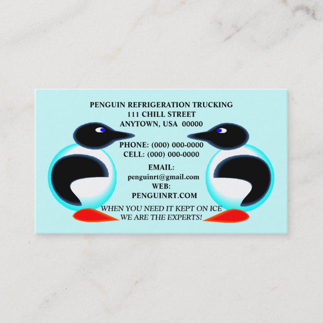 ABSTRACT PAIR OF PENGUINS "COOL" BUSINESS CARDS! BUSINESS CARD (Front)