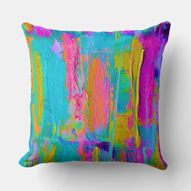 Abstract Palette Knife Painting Pillow (Front)