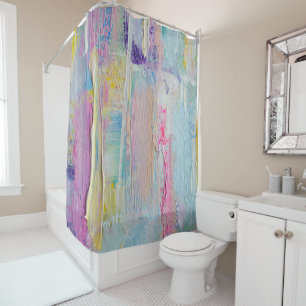 Abstract Palette Knife Painting Shower Curtain 4
