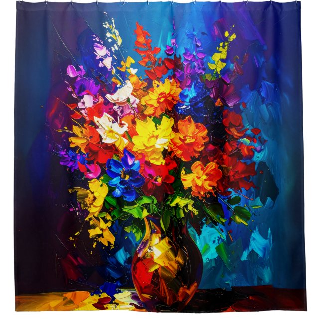 abstract Palette Knife Shower Curtain (Front)