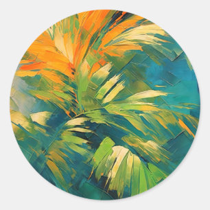 Abstract Palm Burst – Tropical Energy in Motion Classic Round Sticker