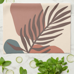 Abstract palm leaf minimalist art  kitchen towel