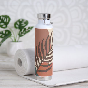 Abstract palm leaf minimalist art  water bottle