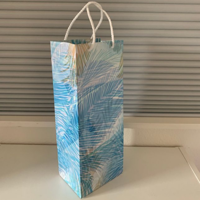 Abstract Palm Leaves Botanical Floral Wine Gift Bag (Creator Uploaded)