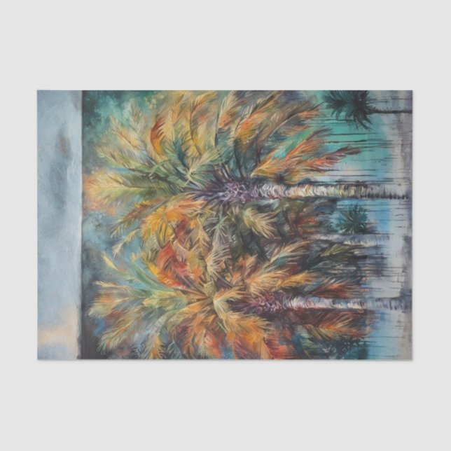 Abstract Palm Trees Beachy Decoupage  Tissue Paper (Front)