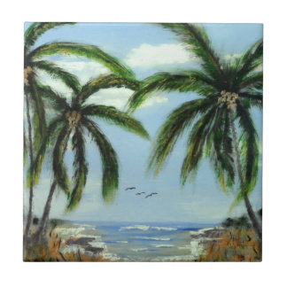 Abstract Palm Trees Tile