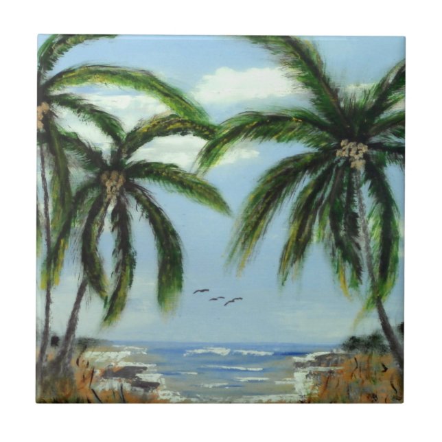 Abstract Palm Trees Tile (Front)