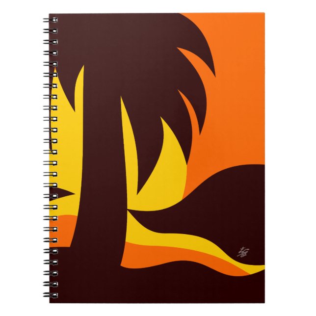 Abstract Palmtree In Sunset By Water Notebook (Front)