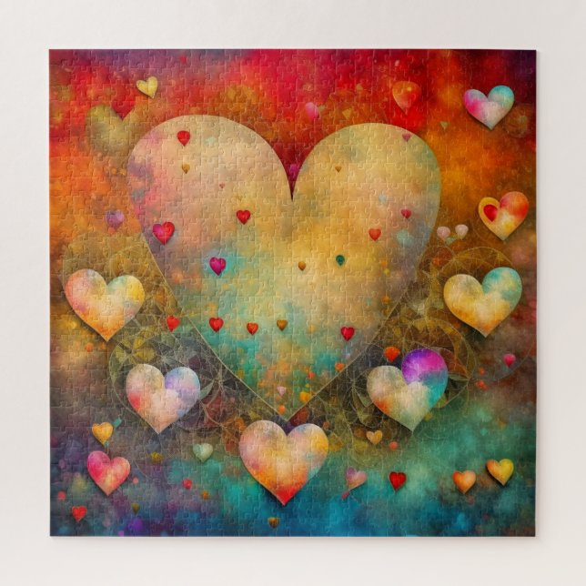 Abstract Paper Mache Hearts  Jigsaw Puzzle (Vertical)