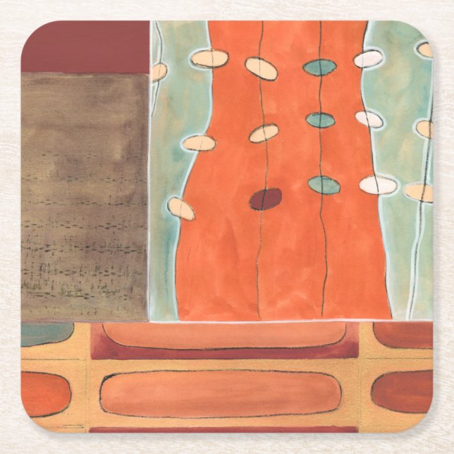 Abstract Parade of Eggs by Erica J Vess Square Paper Coaster (Front)