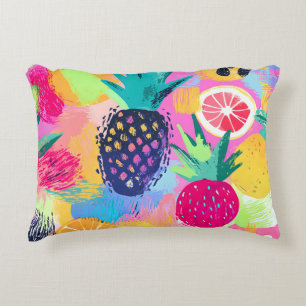 Abstract Paradise Tropical Fruit Fiesta Accent Pillow