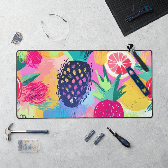 Abstract Paradise Tropical Fruit Fiesta Desk Mat (Workstation)