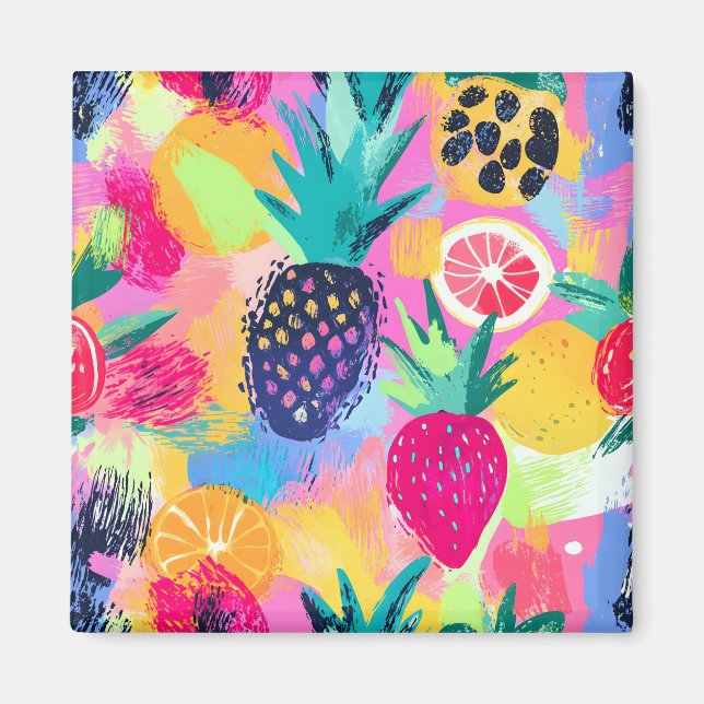 Abstract Paradise Tropical Fruit Fiesta Magnet (Front)