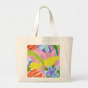 Abstract Paradise' Vibrant Tropical Floral Large Tote Bag