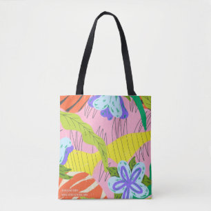 Abstract Paradise' Vibrant Tropical Floral Tote Bag