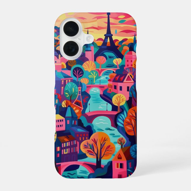 Abstract Paris iPhone 16 Case (Back)