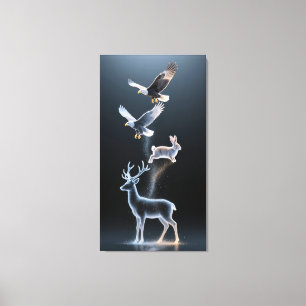 Abstract particle animal silhouettes canvas print