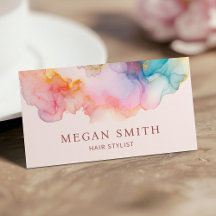 Abstract Pastel Alcohol Ink Stylist Business Card