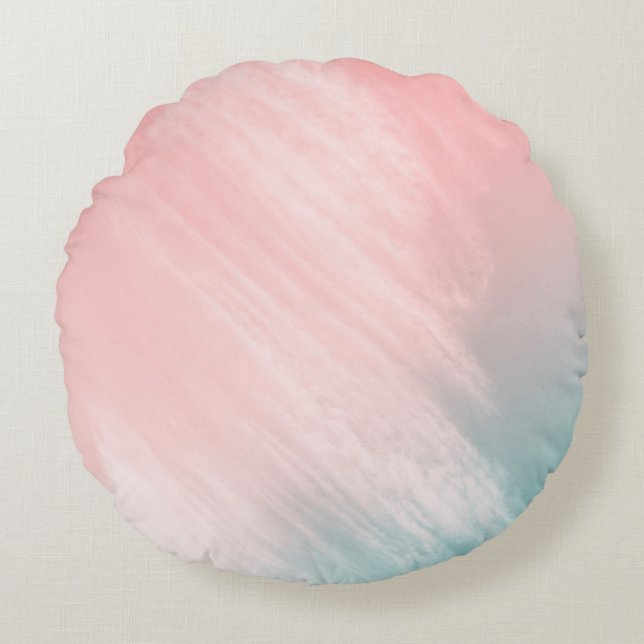 ABSTRACT PASTEL AND MINT WALL ROUND PILLOW (Front)