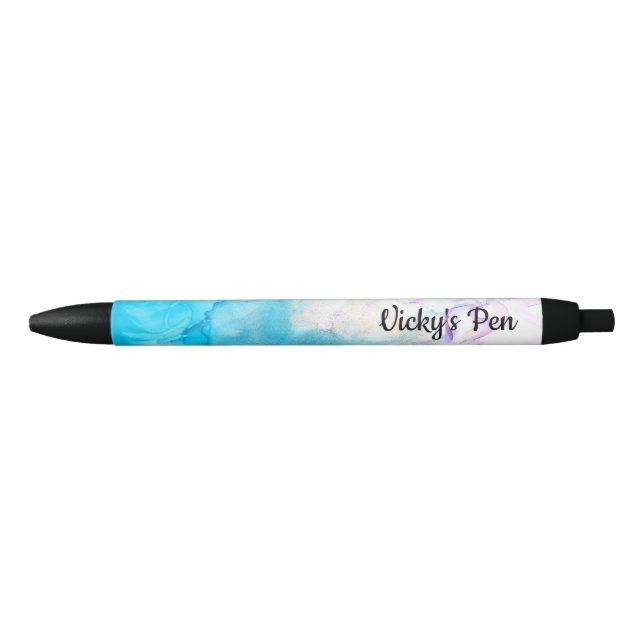 Abstract pastel blue green seawater watercolour bl black ink pen (Front)