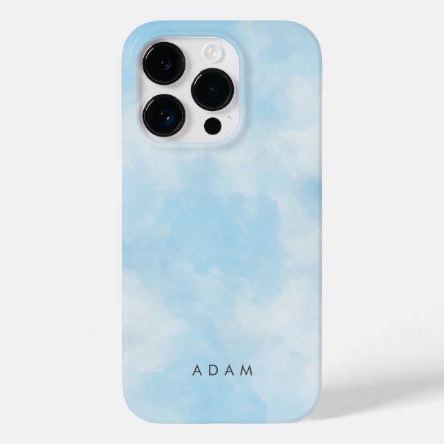 Abstract Pastel Blue Sky Clouds Personalize Case-Mate iPhone Case (Back)