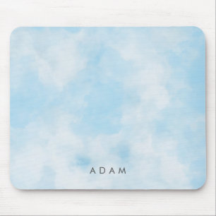 Abstract Pastel Blue Sky Clouds Personalize Mouse Pad