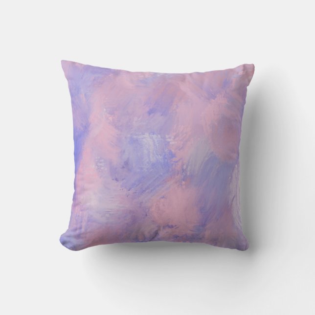 Abstract Pastel Blush Pink and Blue Throw Pillow (Front)