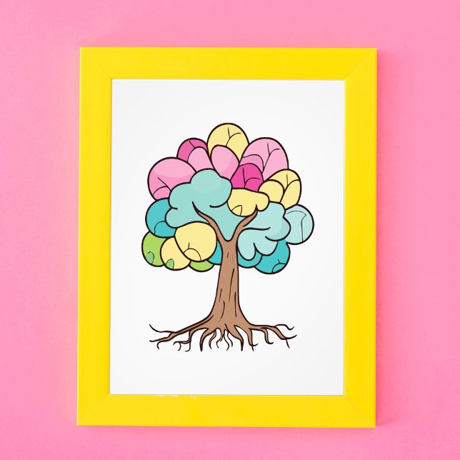 Abstract Pastel Brain Tree Art Print (Abstract Pastel Brain Tree Art Print. Photo Print)