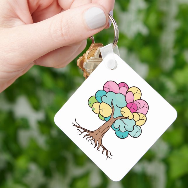 Abstract Pastel Brain Tree Art Print Keychain (Abstract Pastel Brain Tree Art Print. Keychain)