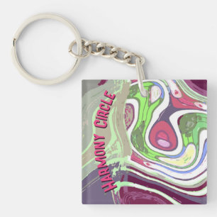 Abstract Pastel Cellular Harmony Circle Keychain