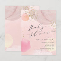 Abstract Pastel Circles Girl Baby Shower Invitatio