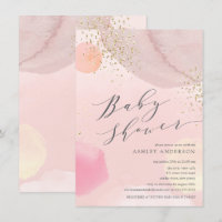 Abstract Pastel Circles Girl Baby Shower Invitatio
