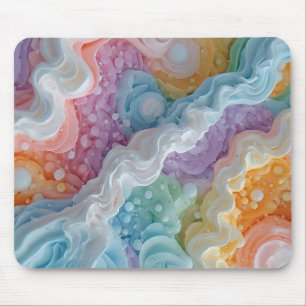 Abstract Pastel Coloured Waves Mouse Pad