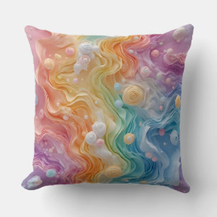 Abstract Pastel Coloured Waves Throw Pillow