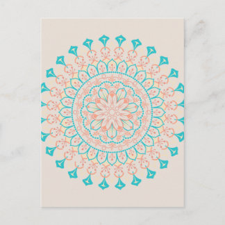 Abstract Pastel Colours Mandala Postcard
