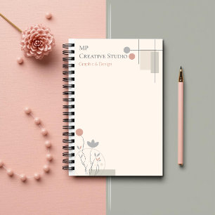 Abstract Pastel Design: Modern Florals & Geometry Notebook