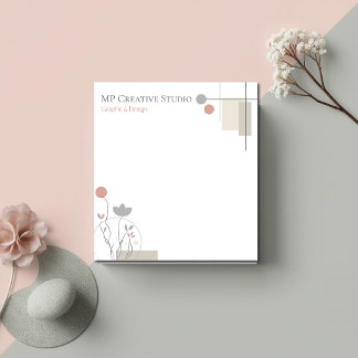 Abstract Pastel Design: Modern Florals & Geometry Notepad