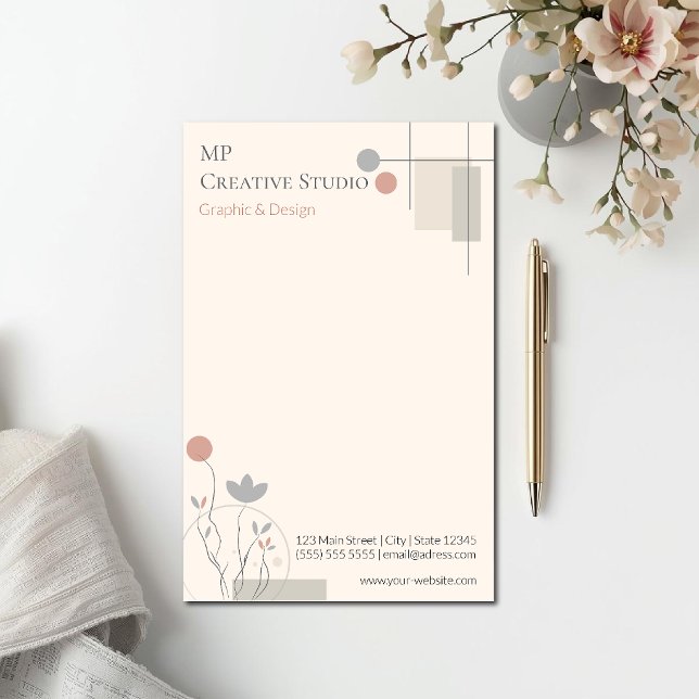 Abstract Pastel Design: Modern Florals & Geometry  Stationery (Creator Uploaded)