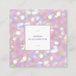 *~* Abstract Pastel Dusty Rose Lavender Bokeh Dots Square Business Card