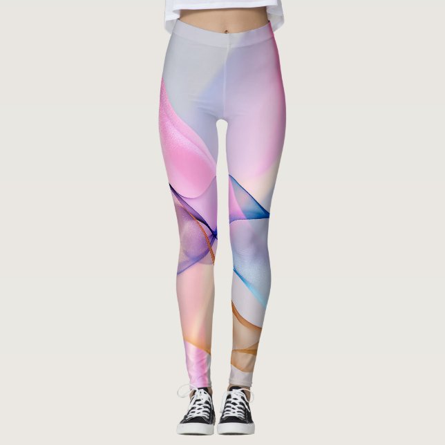 Abstract Pastel Fabric Flow Leggings (Front)