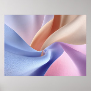 Abstract Pastel Fabric Flow with Gentle Curves Poster
